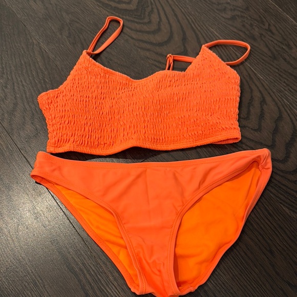 Bright Orange Smocked Bikini - Picture 1 of 2